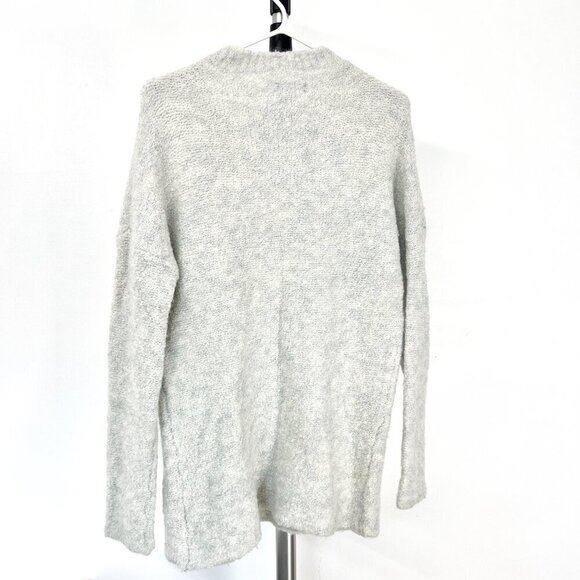Lord & Taylor Alpaca Wool Heather Gray Cream Textural Knit Mockneck Sweater Sz M - Picture 7 of 13